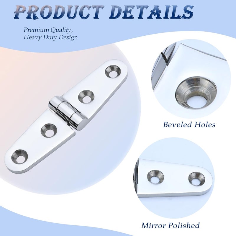YANYUCB Boat Hatch Hinge 316 Stainless Steel Cabinet Door Casting Hinges Marine Hardware with Screw for Boat (4 inch x 1 inch)(6.3 inch x 1 inch) - Image 4